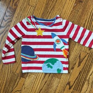 Mini Boden Boys Outer Space Appliqué Long Sleeve Top size 2-3Y